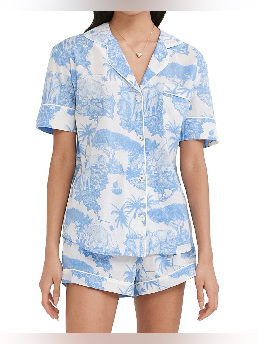 Desmond and Dempsey SHORT SLEEVE PYJAMA SET LOXODONTA BLUE New with Tags! - Picture 2 of 12